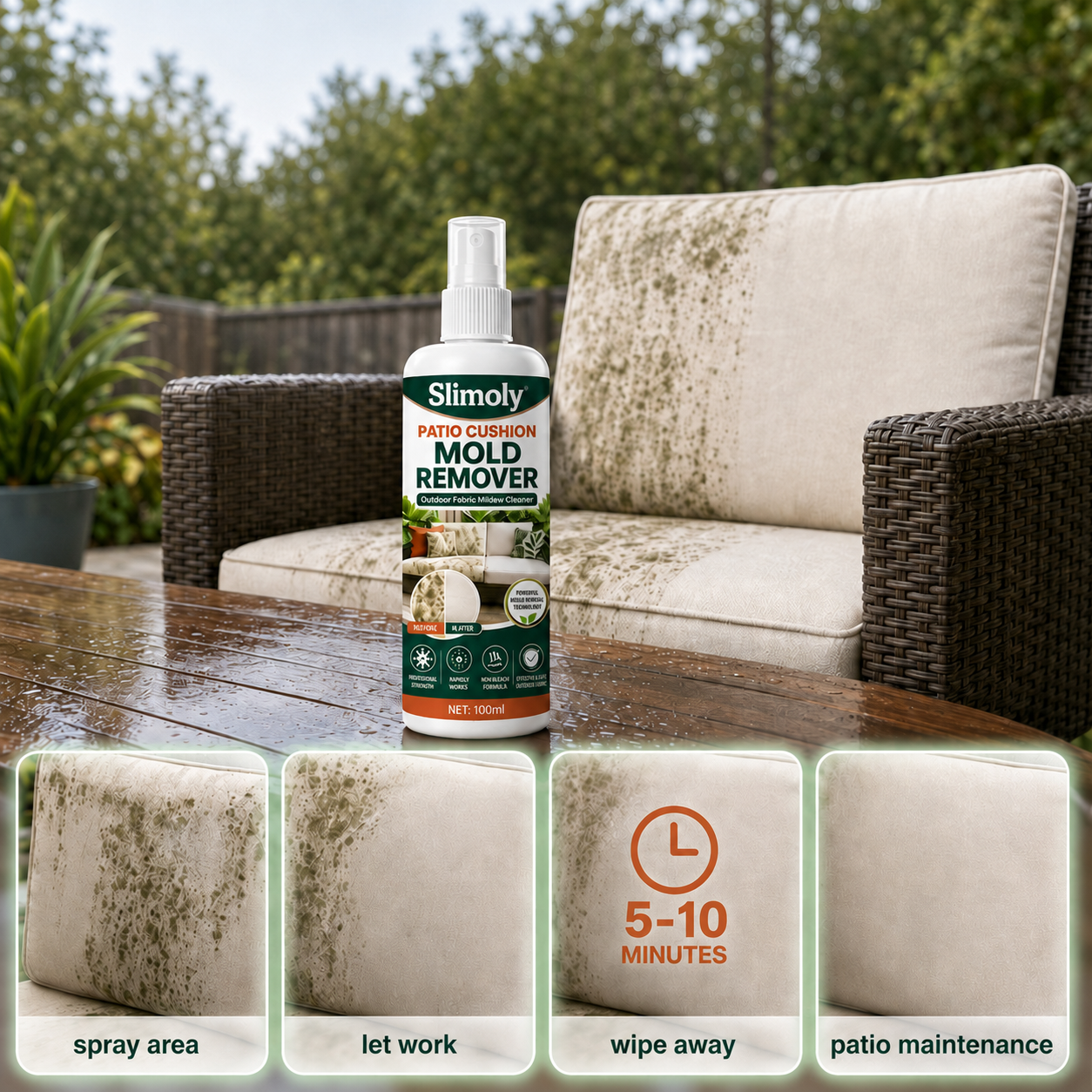 🔥 BUY 1 GET 1 FREE! Fast Patio Cushion Mold & Mildew Remover Spray ✨